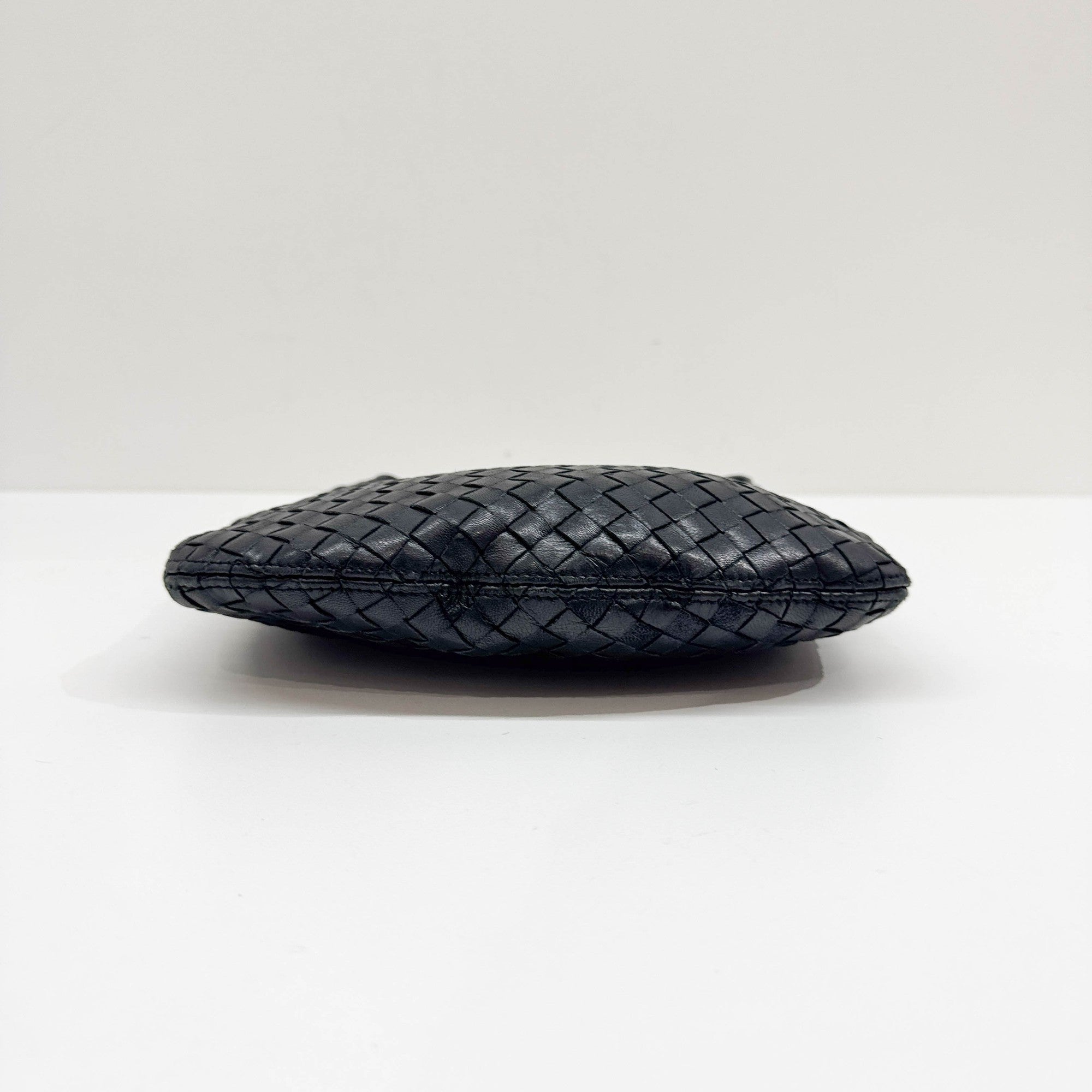 Intrecciato Black Leather Shoulder Bag