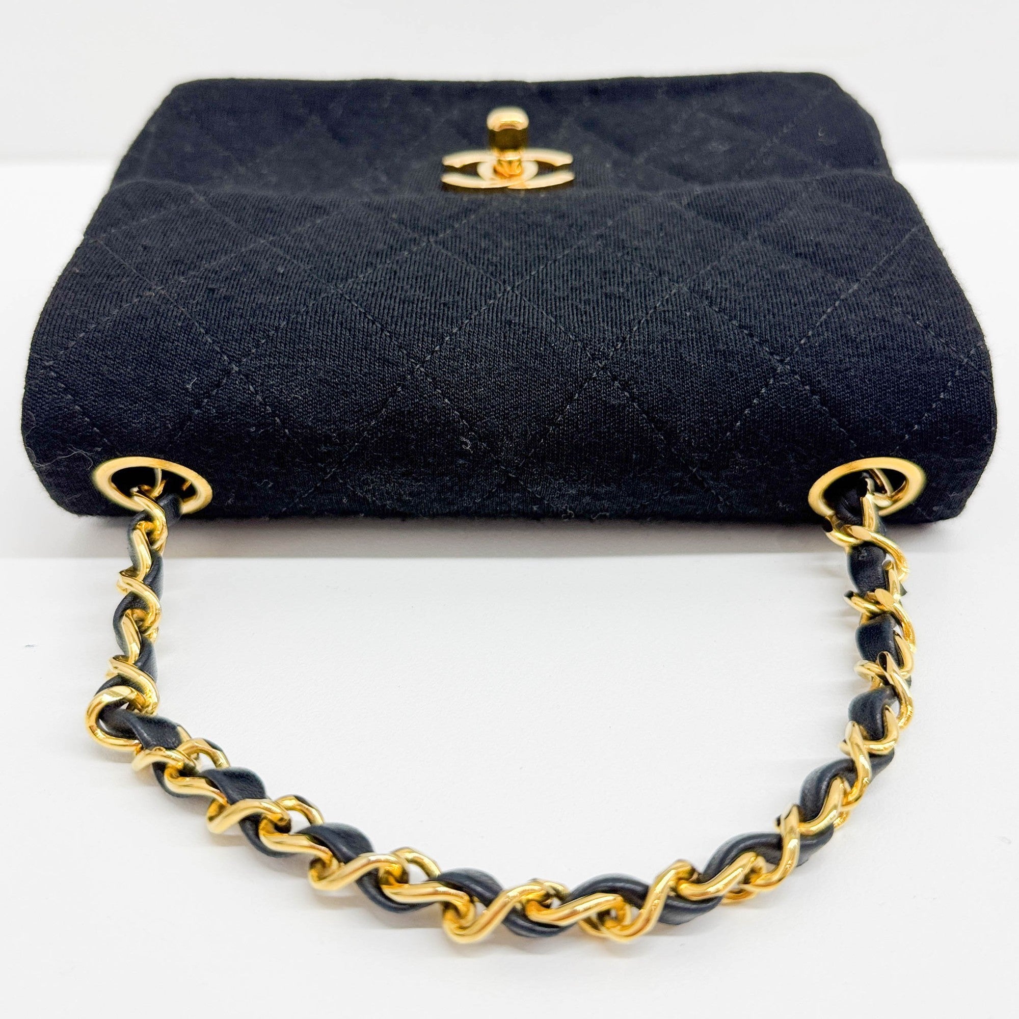 Mini Square Classic Flap 1986 Matelasse Black Cotton Shoulder Bag