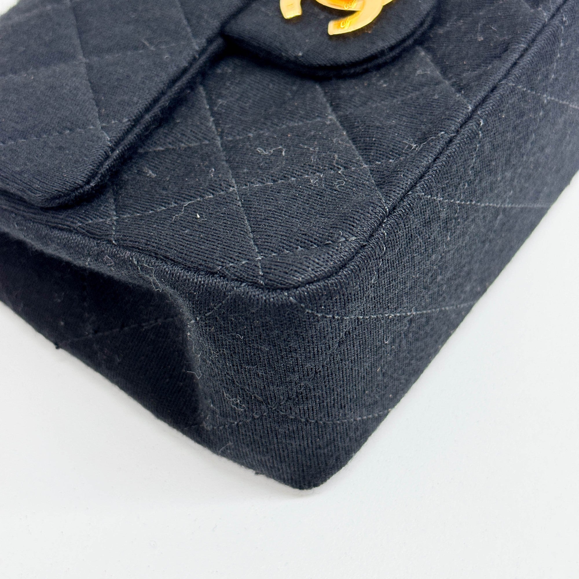 Mini Square Classic Flap 1986 Matelasse Black Cotton Shoulder Bag