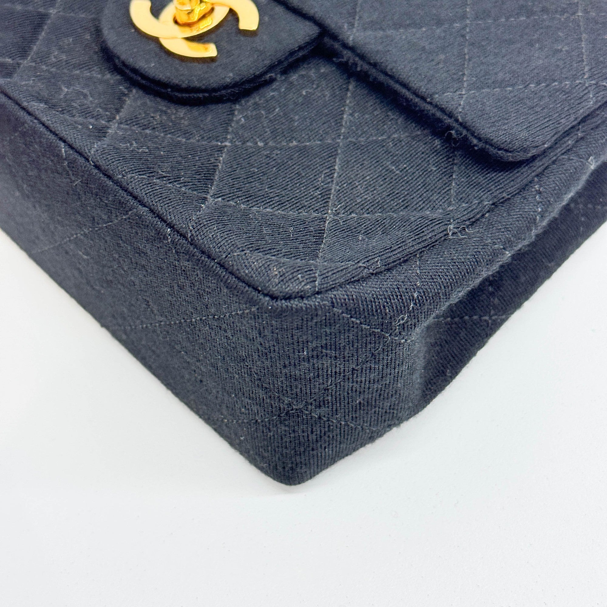 Mini Square Classic Flap 1986 Matelasse Black Cotton Shoulder Bag