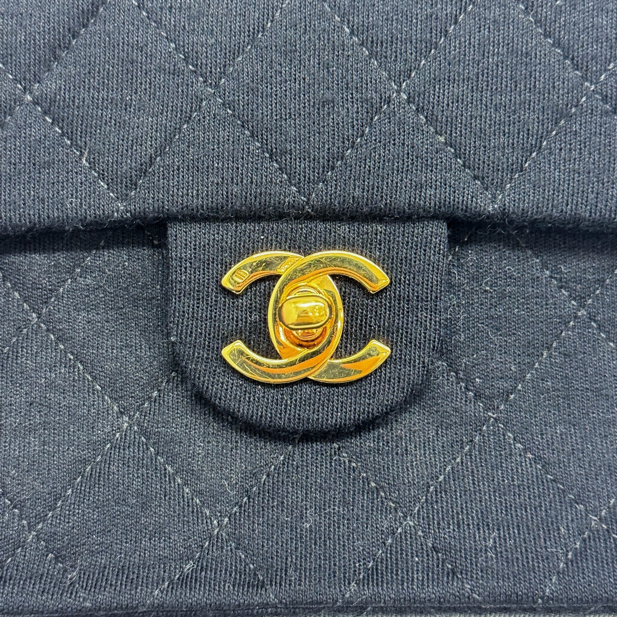 Mini Square Classic Flap 1986 Matelasse Black Cotton Shoulder Bag