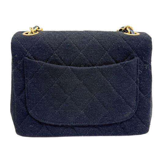 Mini Square Classic Flap 1986 Matelasse Black Cotton Shoulder Bag