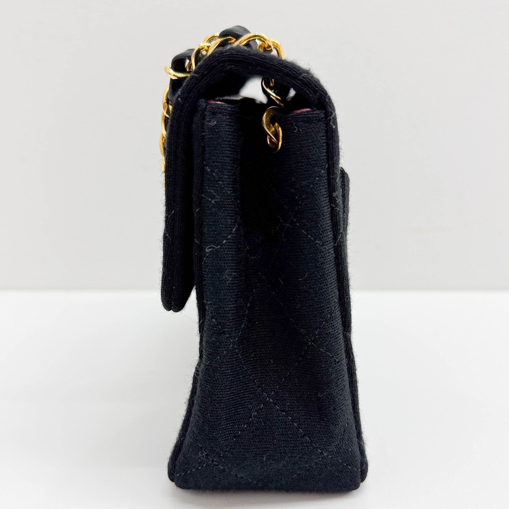 Mini Square Classic Flap 1986 Matelasse Black Cotton Shoulder Bag