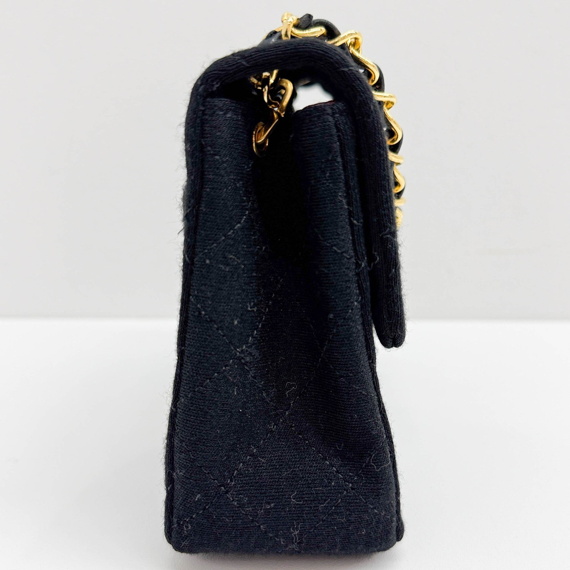 Mini Square Classic Flap 1986 Matelasse Black Cotton Shoulder Bag