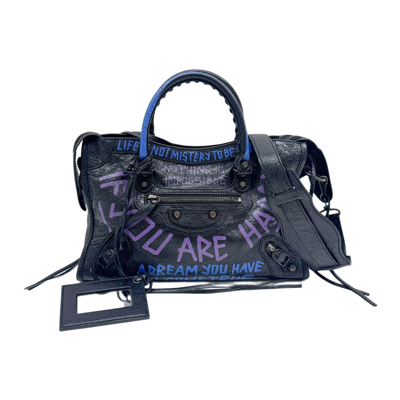 Mini City Graffiti Black Leather Two Way Bag