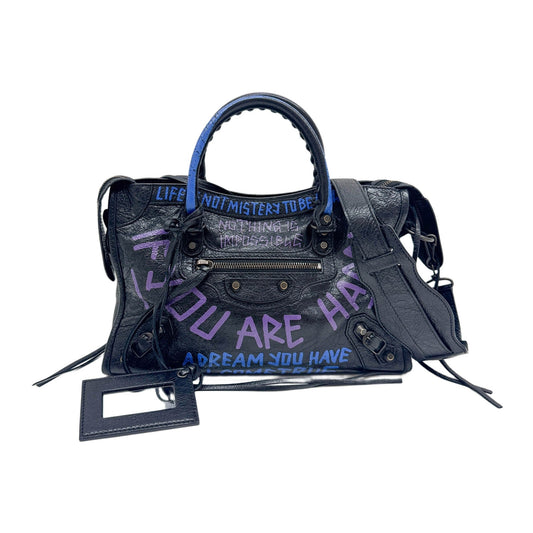 Mini City Graffiti Black Leather Two Way Bag