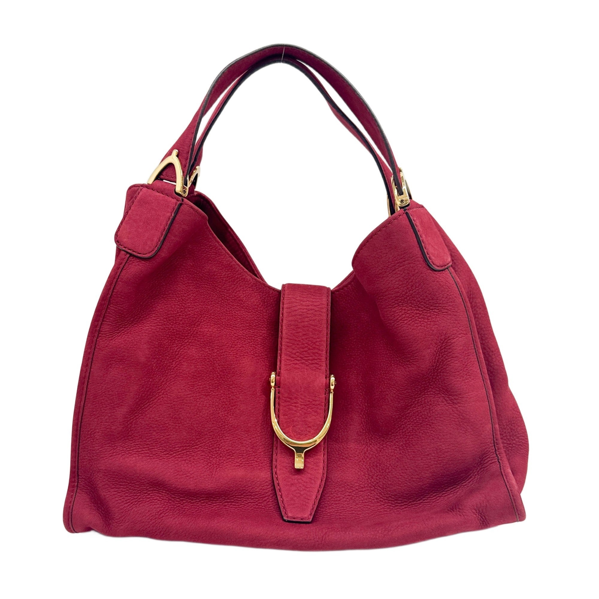 Horsebit Raspberry Red Leather Shoulder Bag