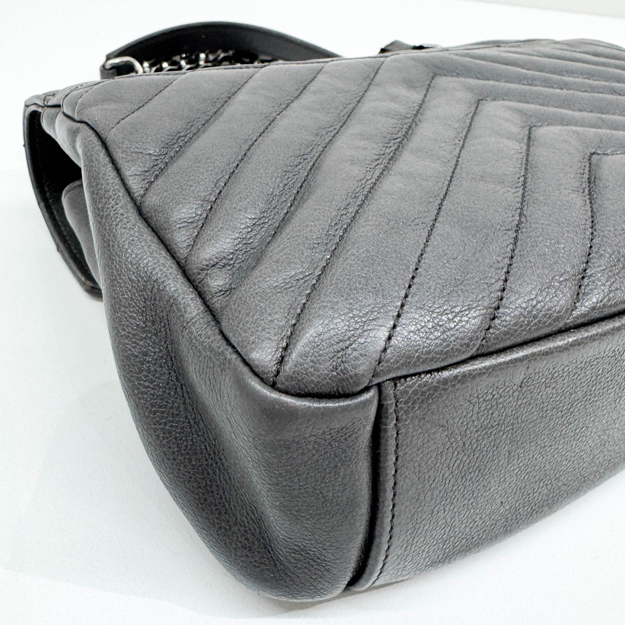 College Gray Leather Two Way Bag
