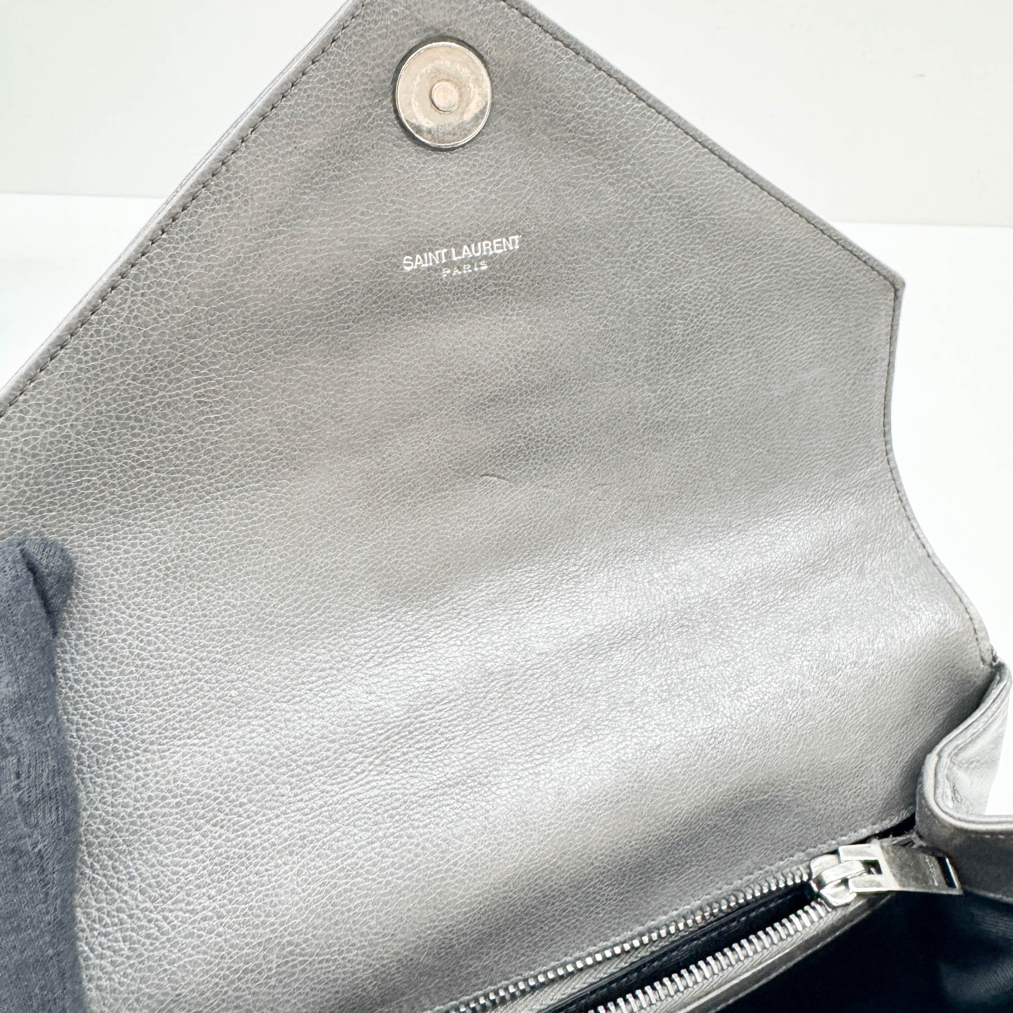 College Gray Leather Two Way Bag