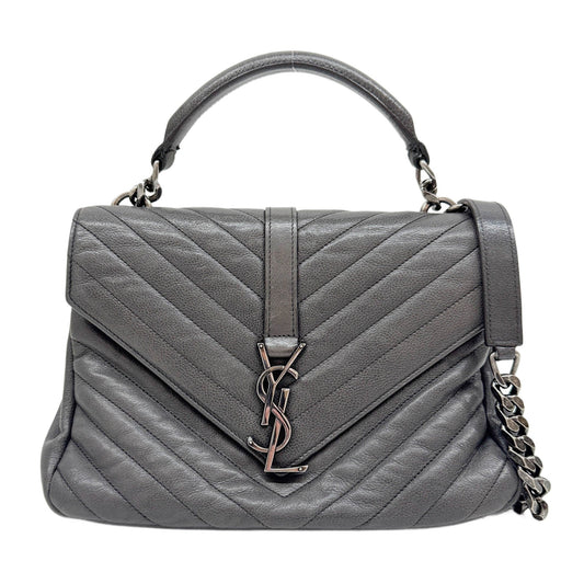 College Gray Leather Two Way Bag
