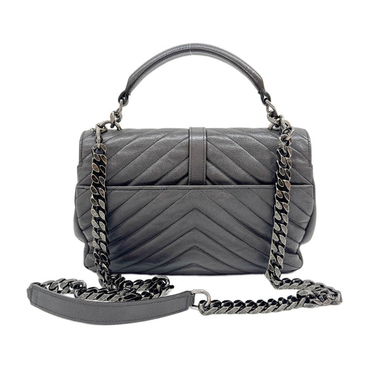 College Gray Leather Two Way Bag