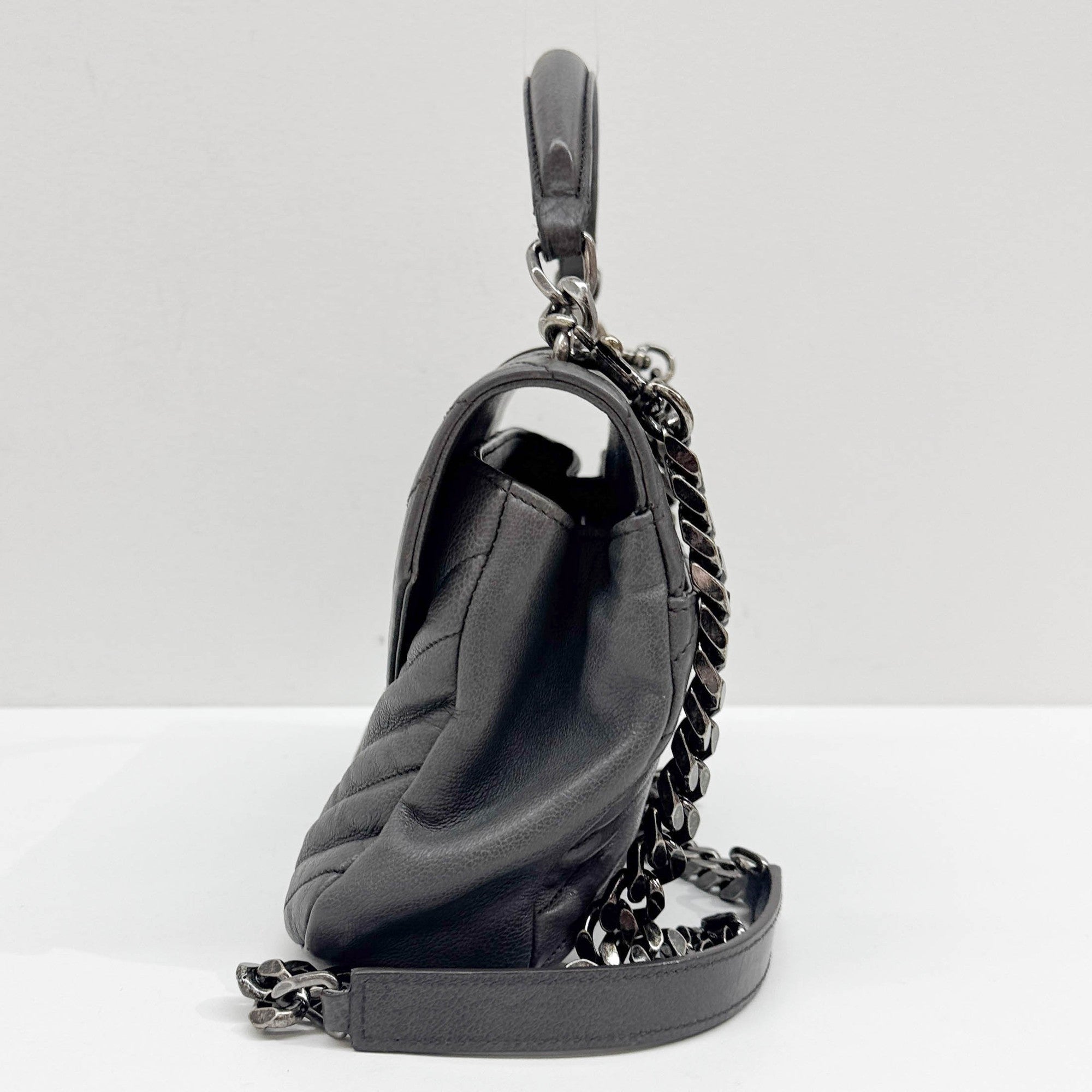 College Gray Leather Two Way Bag