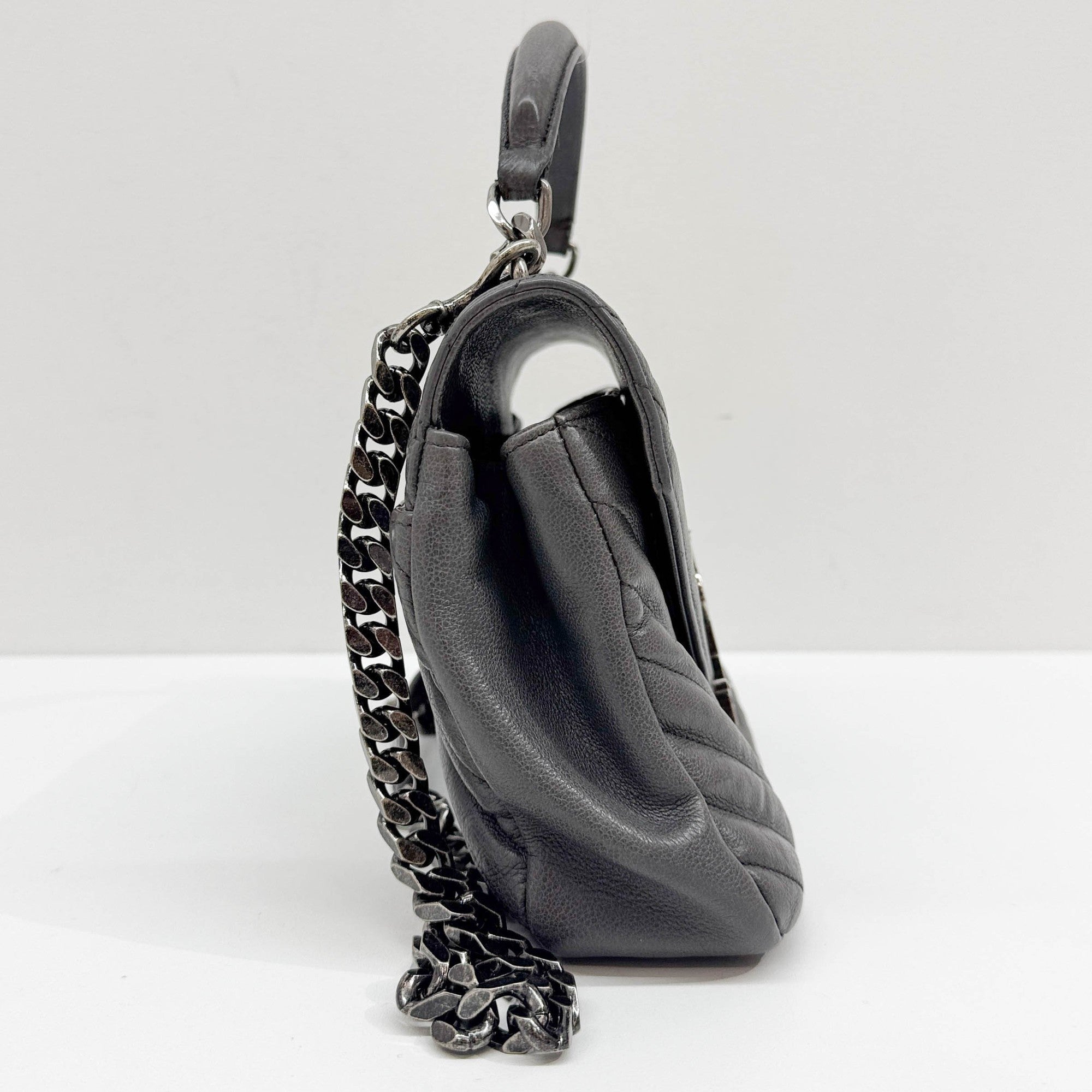 College Gray Leather Two Way Bag