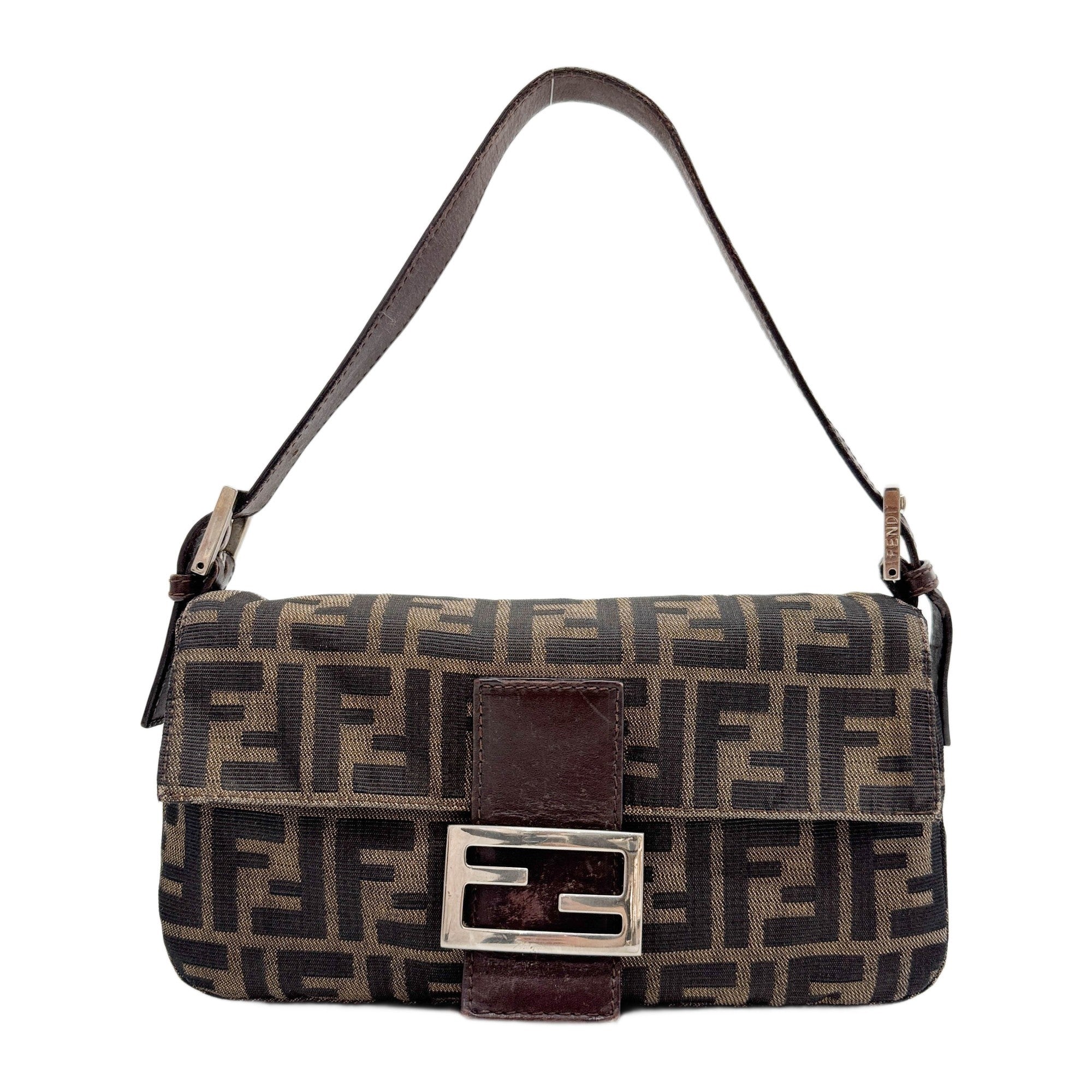 Baguette Zucca Brown Canvas Shoulder Bag