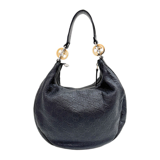 Twins Black Guccissima Leather Shoulder Hobo Bag