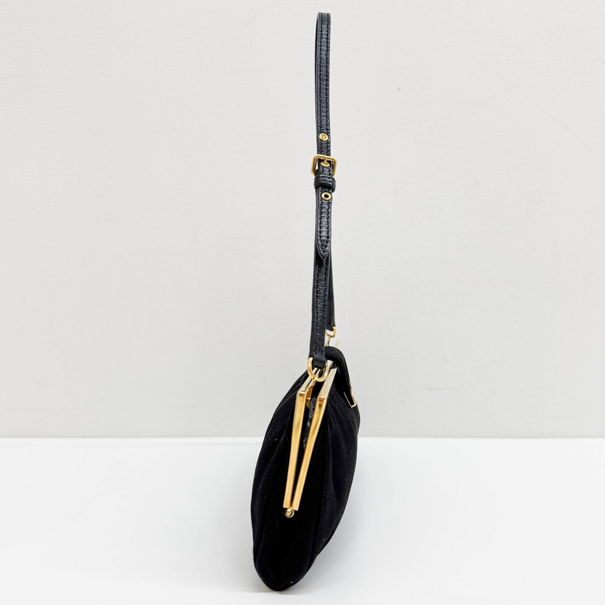 Black Satin Shoulder Bag