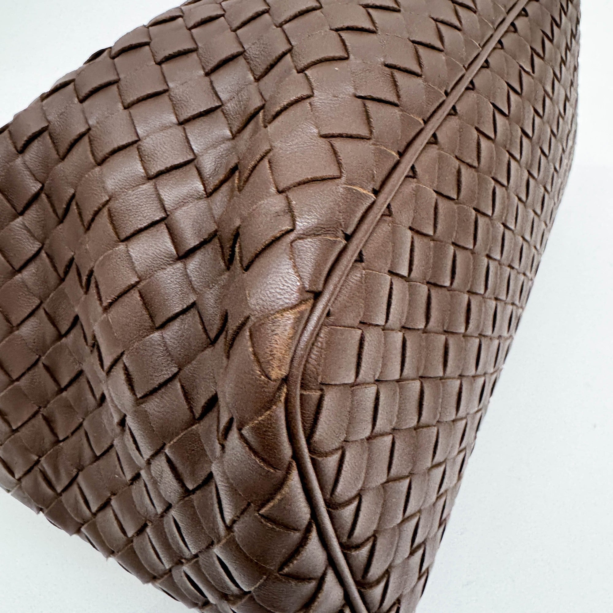 Intrecciato Brown Leather Shoulder Bag