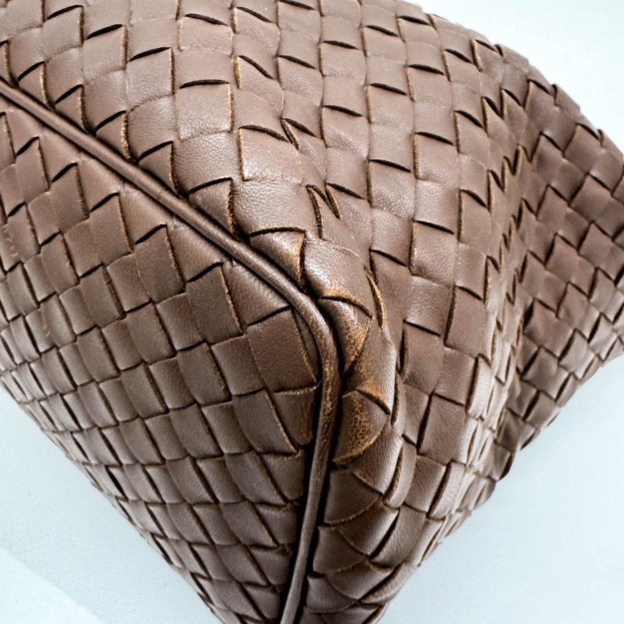 Intrecciato Brown Leather Shoulder Bag