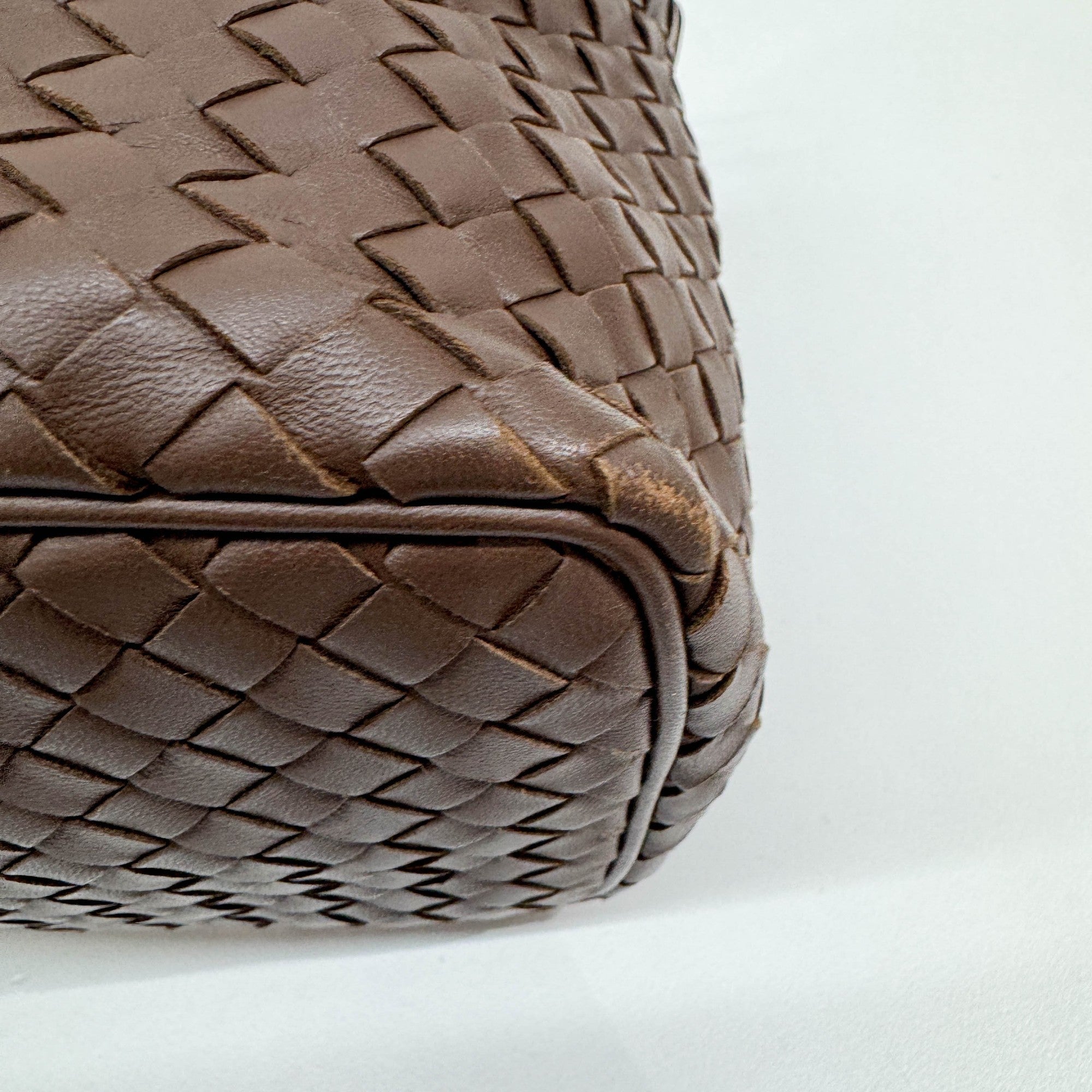 Intrecciato Brown Leather Shoulder Bag