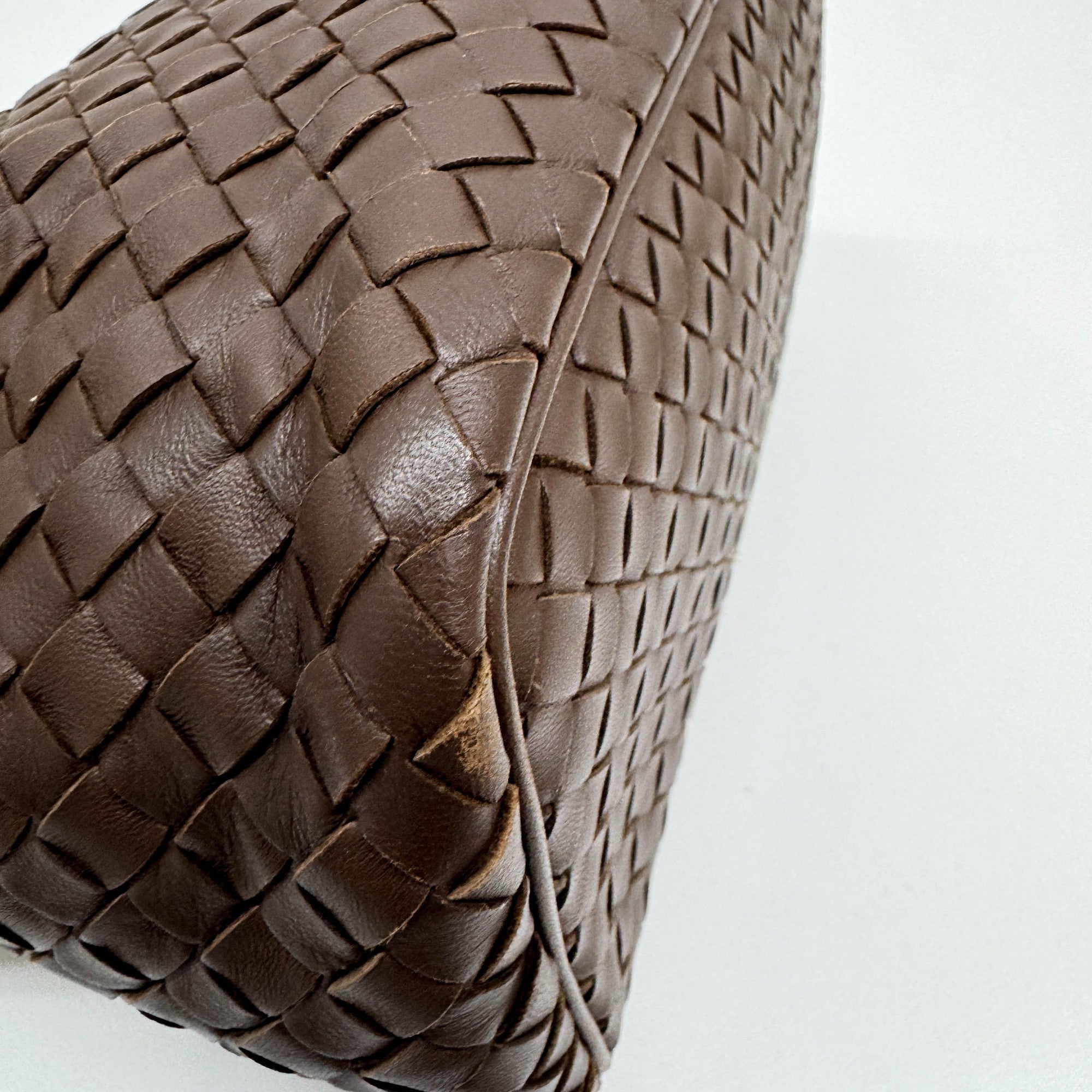 Intrecciato Brown Leather Shoulder Bag