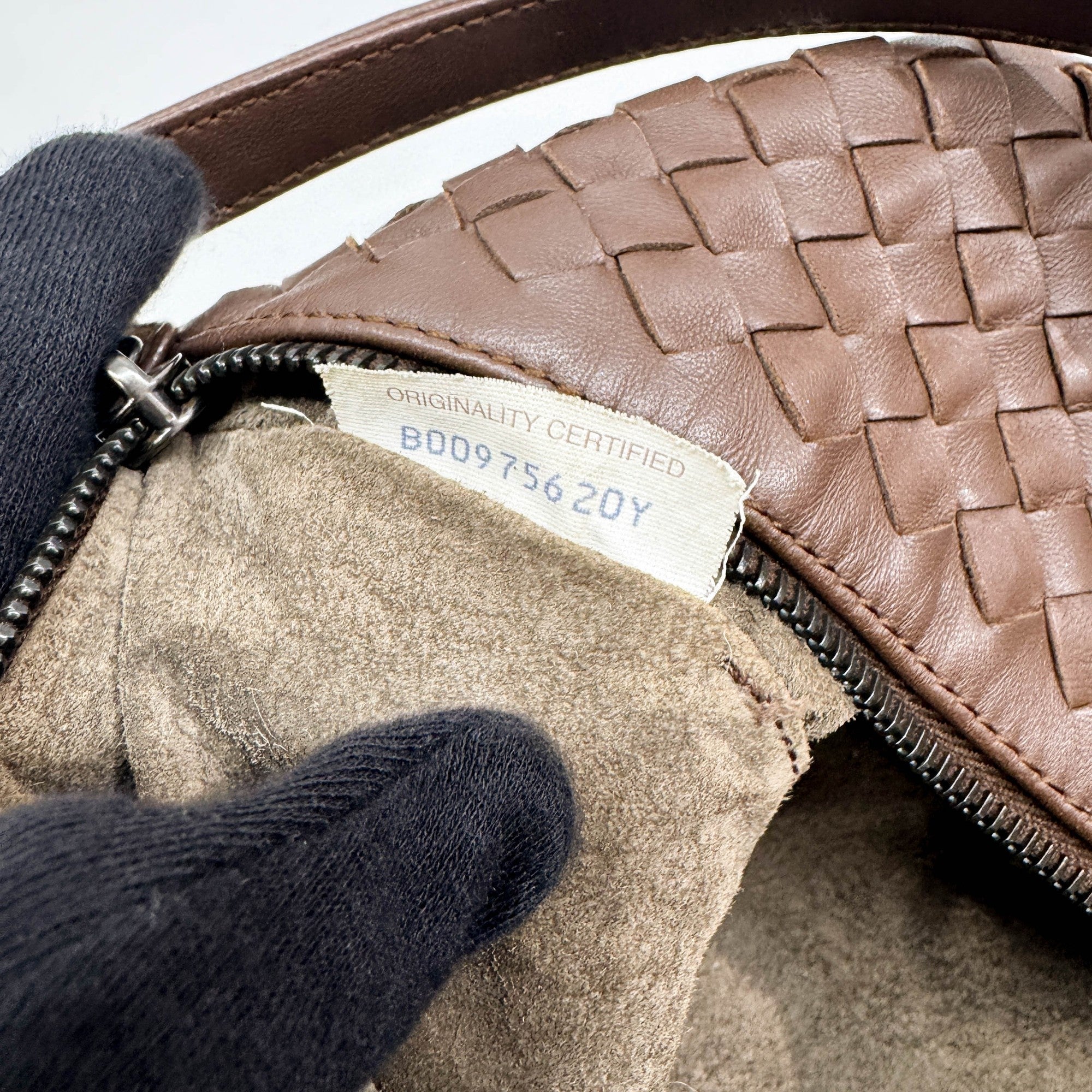 Intrecciato Brown Leather Shoulder Bag