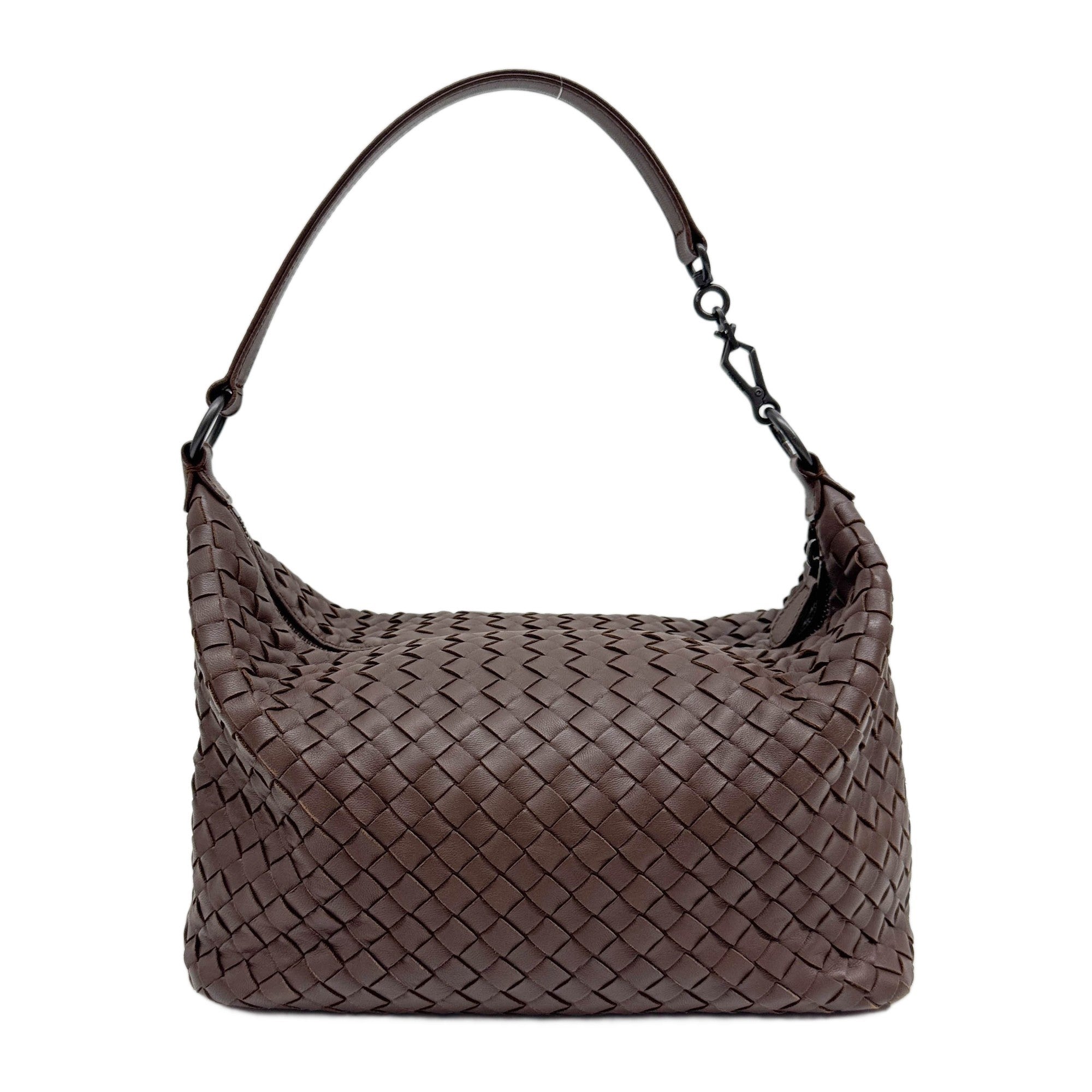 Intrecciato Brown Leather Shoulder Bag