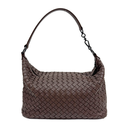 Intrecciato Brown Leather Shoulder Bag