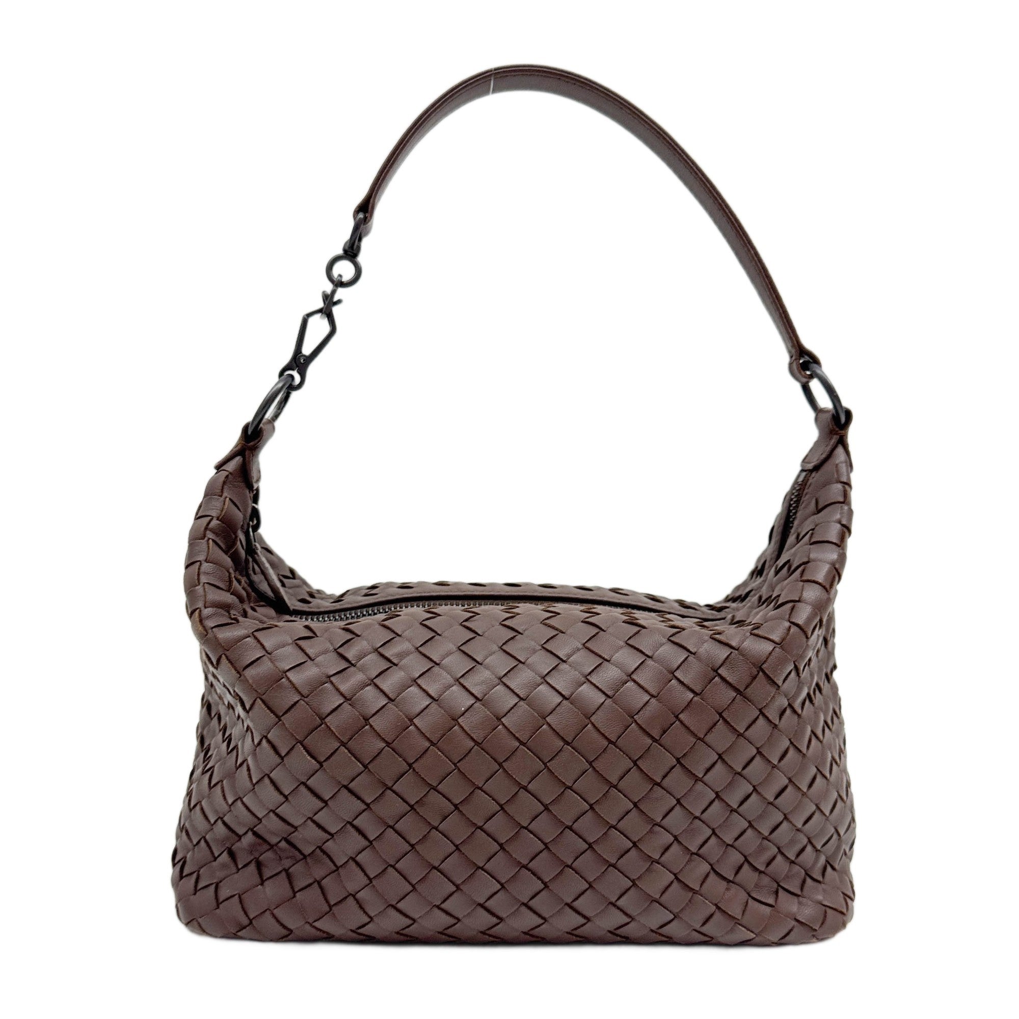 Intrecciato Brown Leather Shoulder Bag