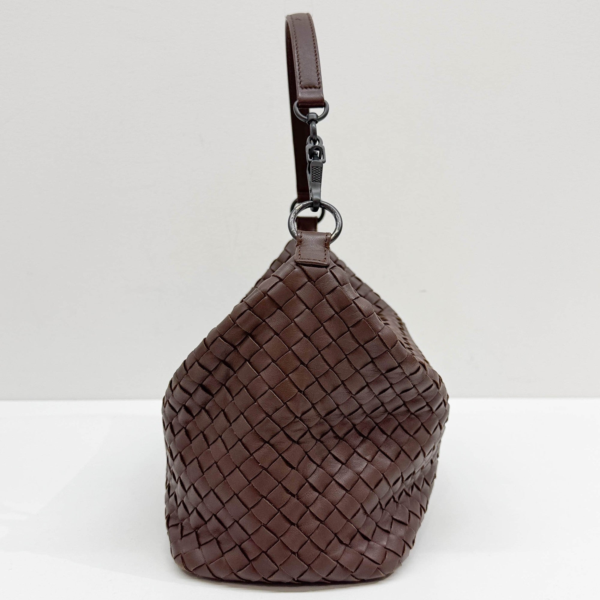 Intrecciato Brown Leather Shoulder Bag