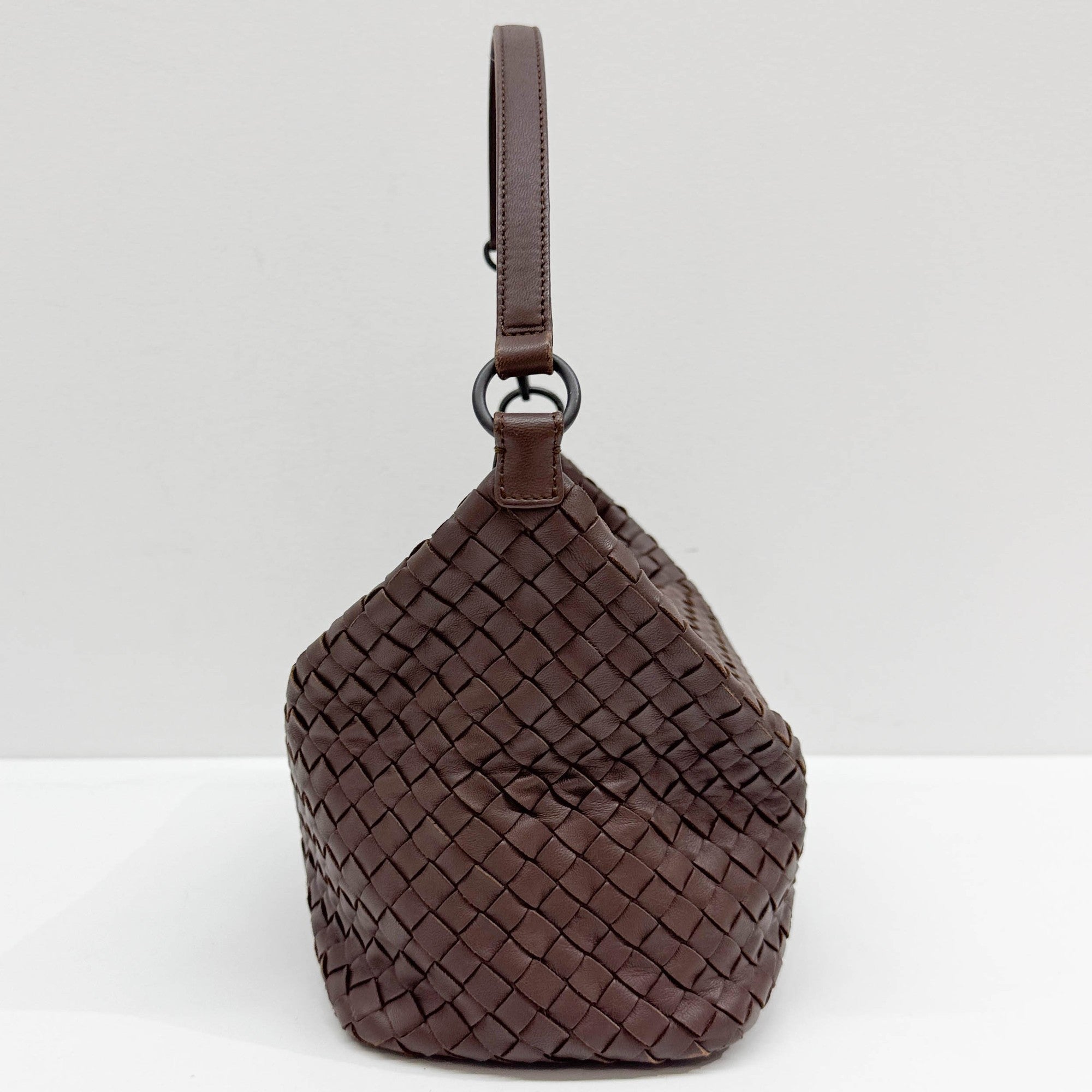 Intrecciato Brown Leather Shoulder Bag