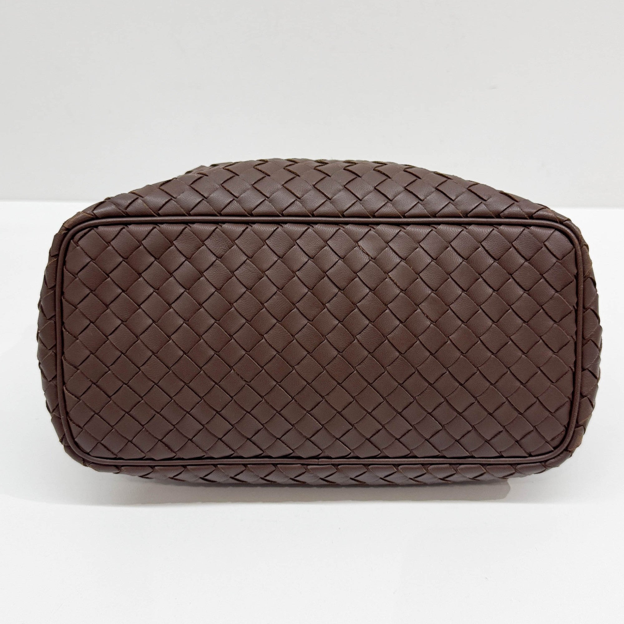 Intrecciato Brown Leather Shoulder Bag