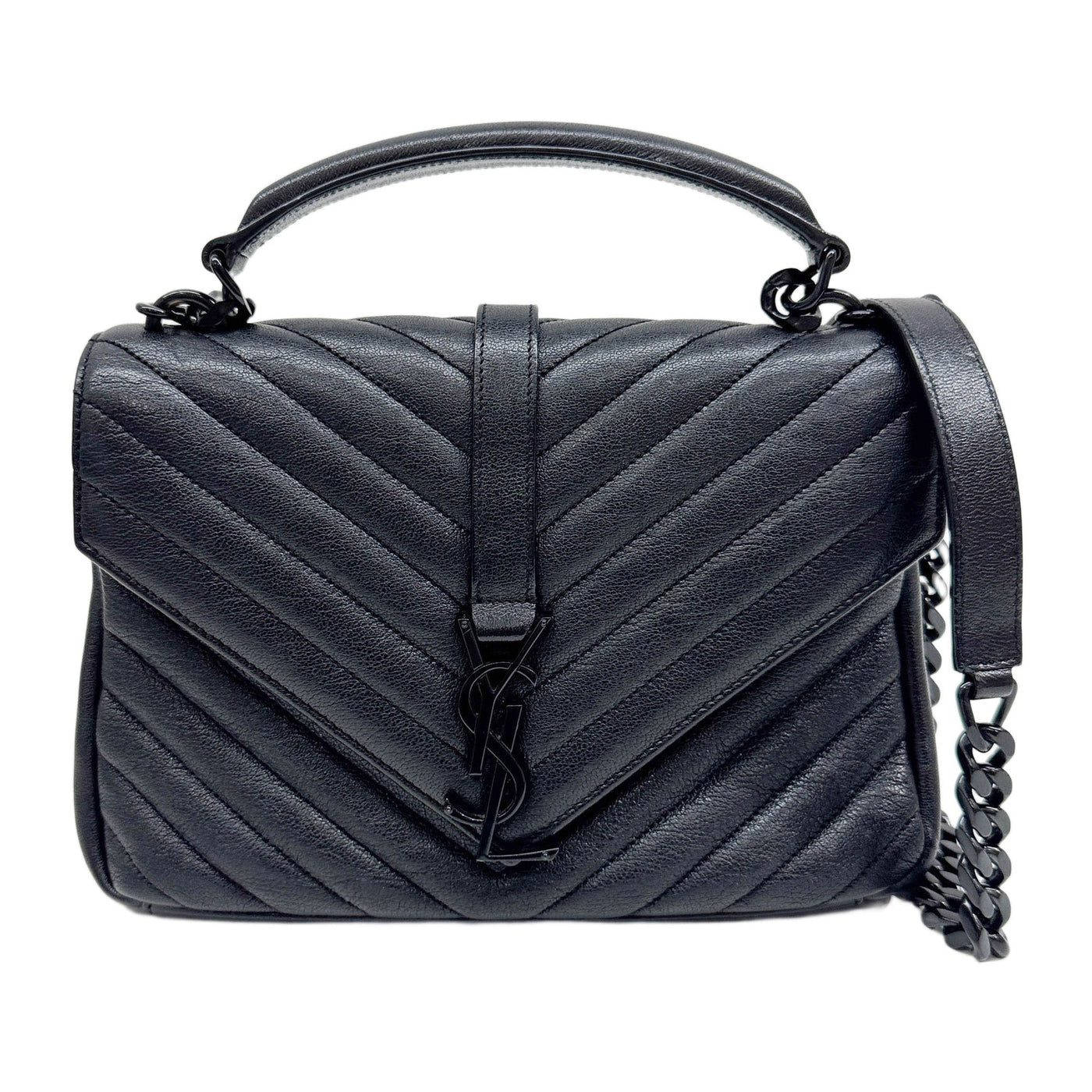 College Black Leather Two Way Bag