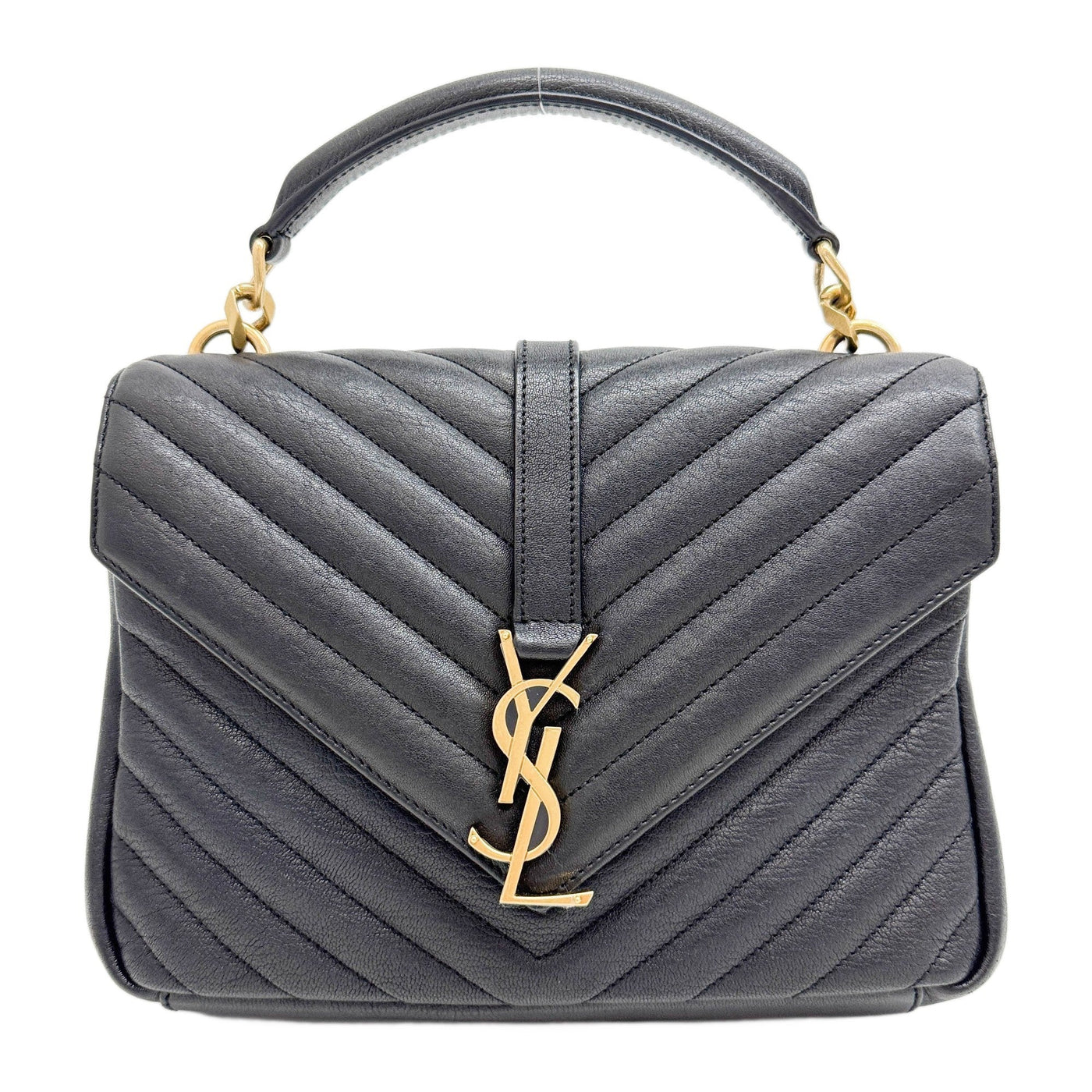 College Black Leather Two Way Bag