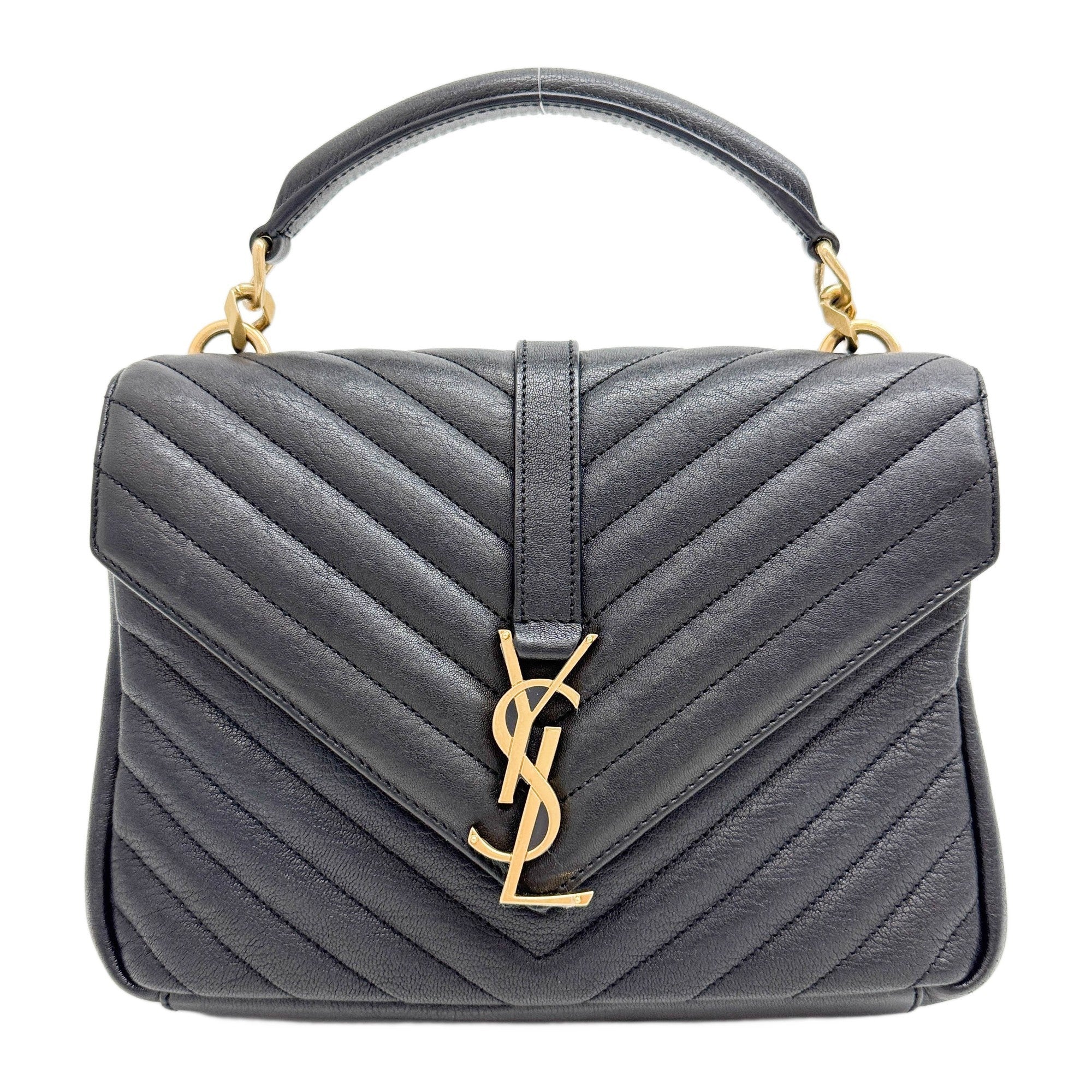 College Black Leather Two Way Bag