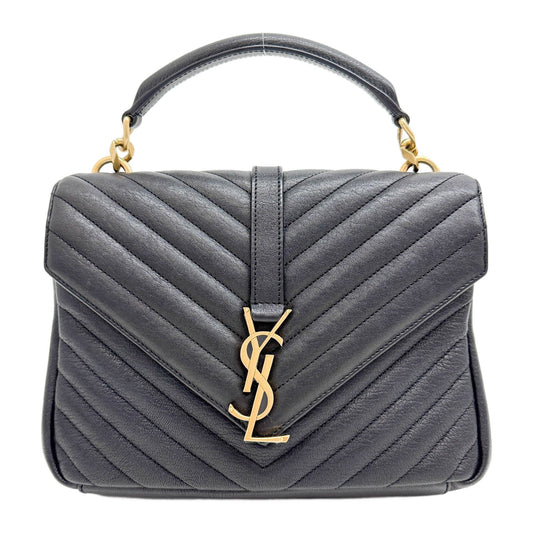 College Black Leather Two Way Bag