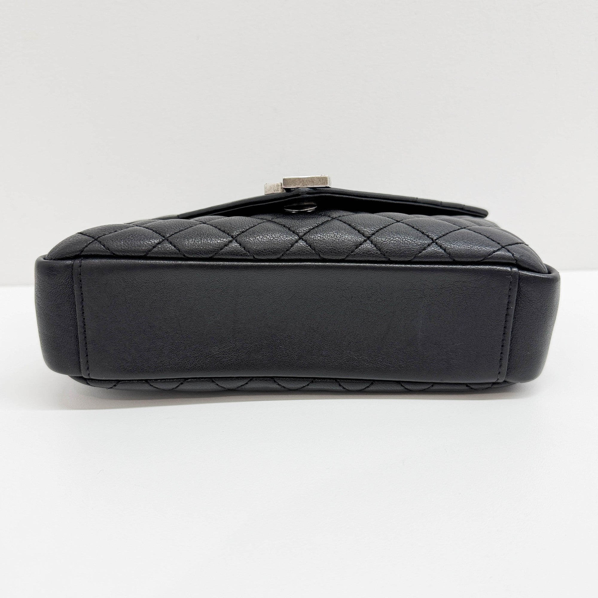 Envelope Matelasse & Chevron Black Shoulder  Bag