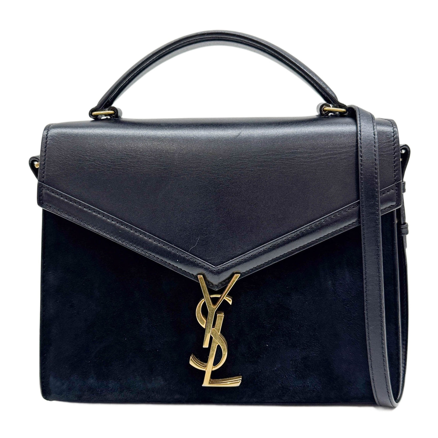 Cassandra Black Suede & Leather Two Way Bag