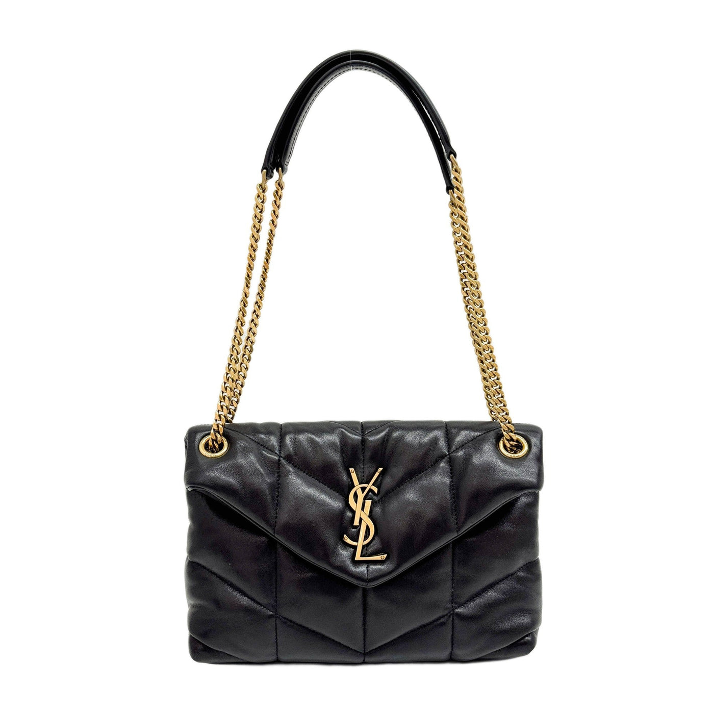 Loulou Puffer Black Leather Shoulder Bag