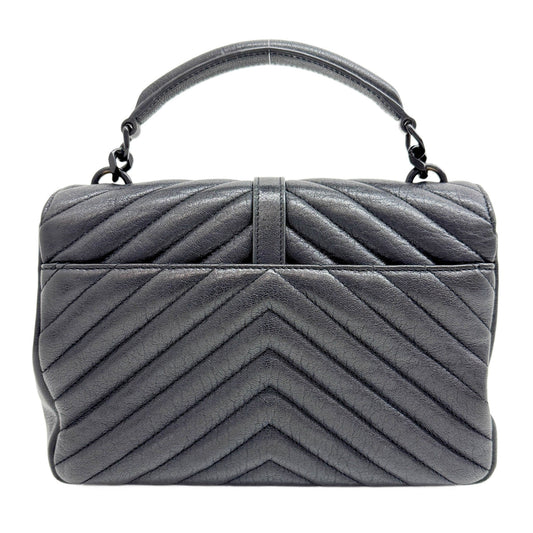 College Chevron Black Leather Two Way Bag