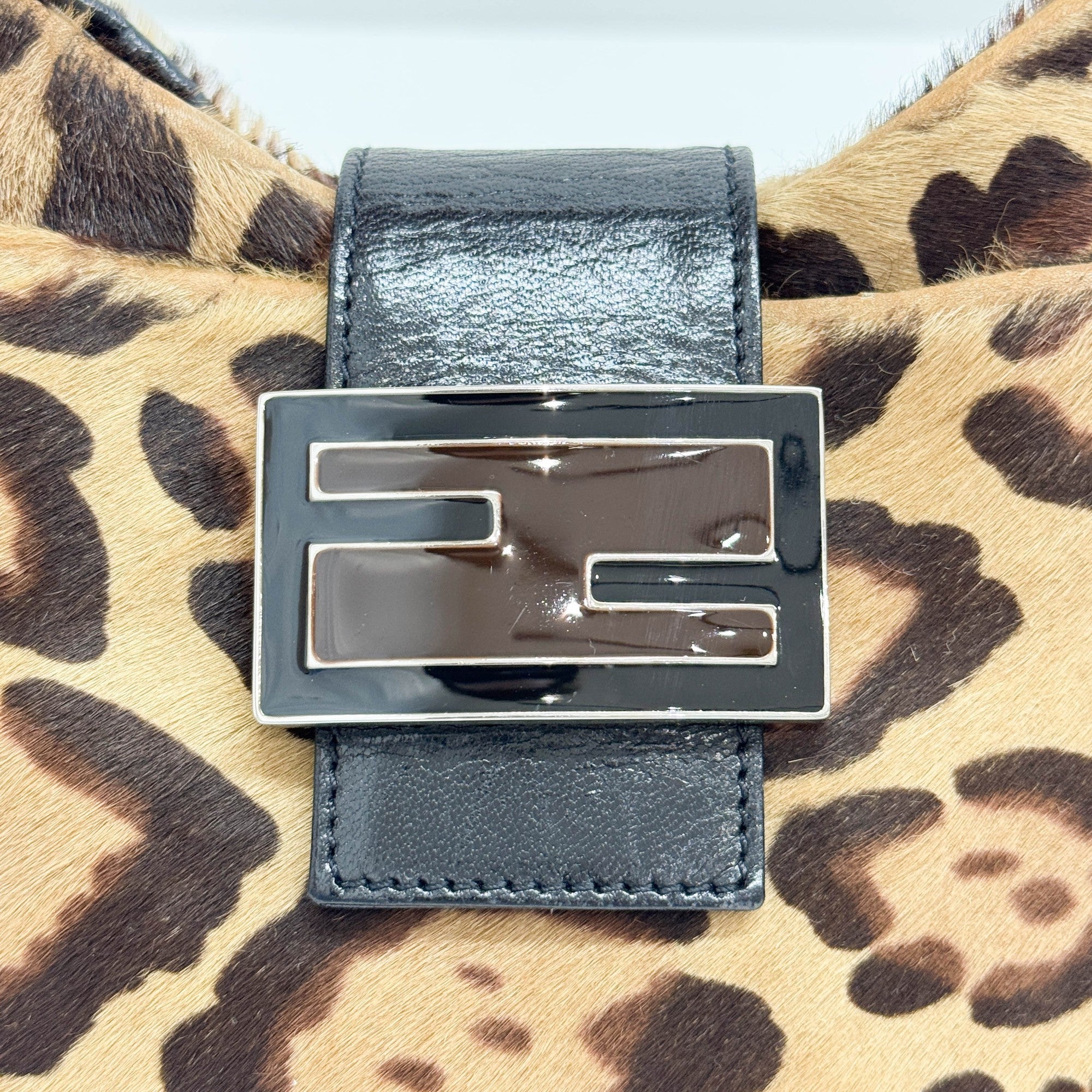 Brown Leopard Print Pony Hair Shoulder Bag