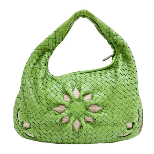 Marquise Flower Veneta Green Leather Shoulder Bag
