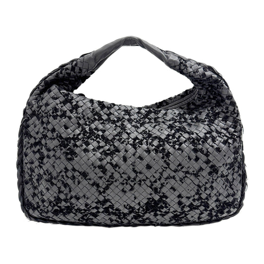 Veneta Intrecciato Black Leather & Suede Shoulder Bag