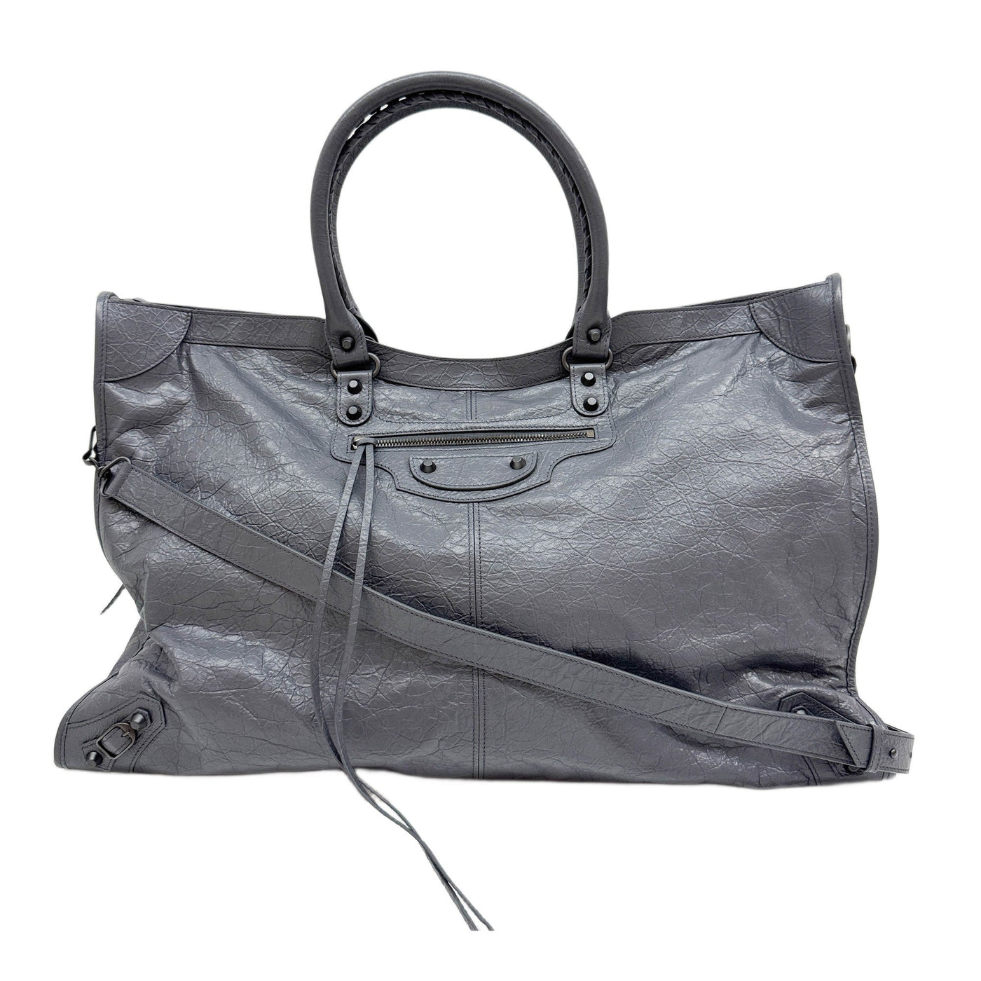 The City Travel Grey Lambskin Leather Two Way Bag