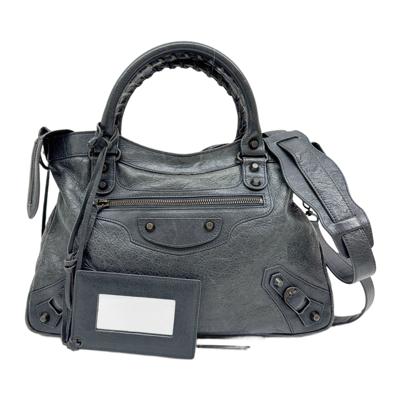 The Town Grey Leather Two Way Bag