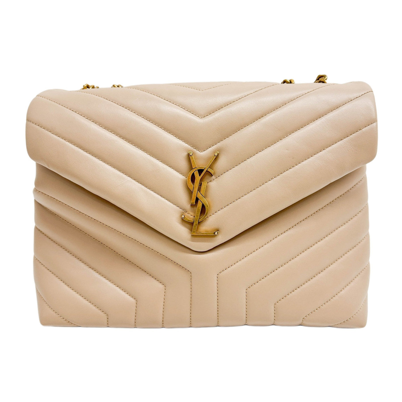 Loulou Beige Leather Shoulder Bag