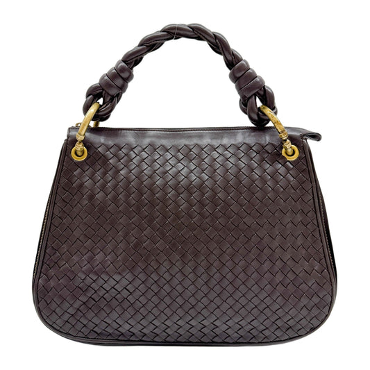 Intrecciato Brown Leather Shoulder Bag
