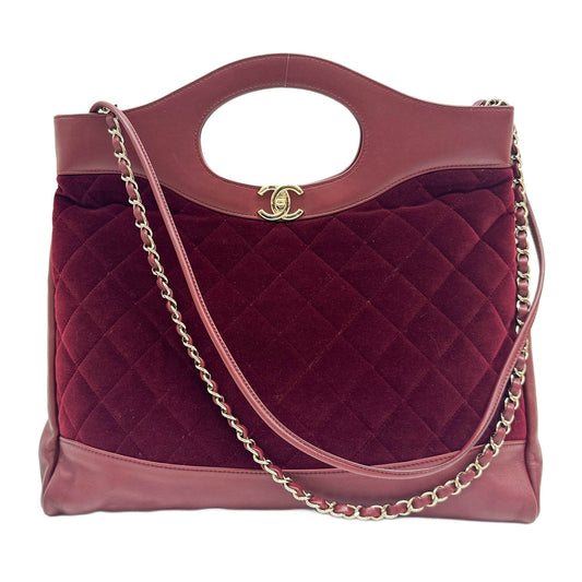 Chanel 31 2019 Red Velvet and Leather Tote Bag