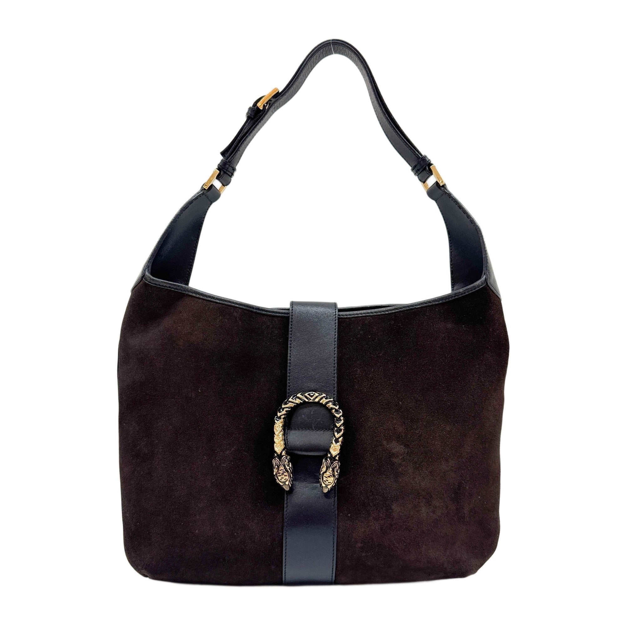 Dionysus Black Leather Trim and Brown Suede Hobo Bag