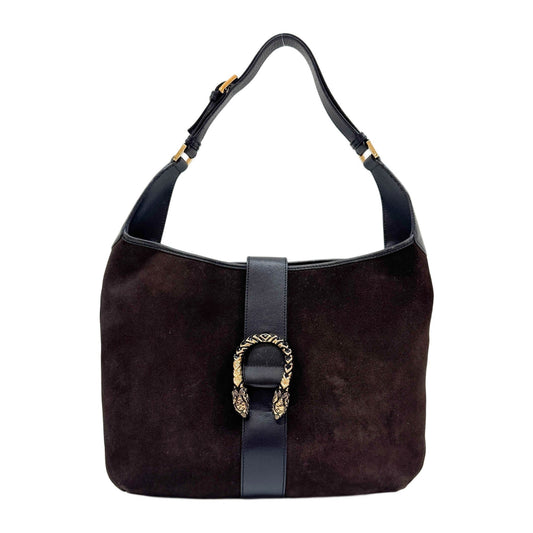 Dionysus Black Leather Trim and Brown Suede Hobo Bag