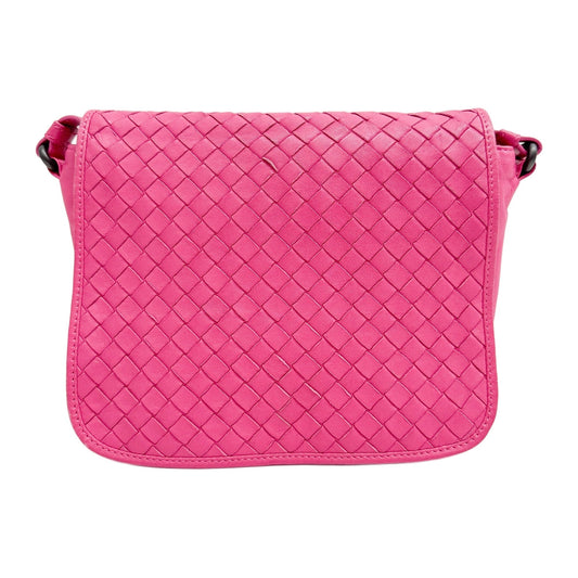 Intrecciato Pink Leather Crossbody Bag